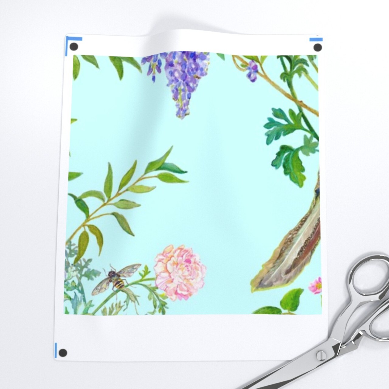 Peacock Chinoiserie Maximalist Spring Floral Forest Elegant Botanical Aqua Mint Light Blue Large Scale Custom Removable Wallpaper by Spoonflower Peel & Stick Wallpaper 2FT Wide